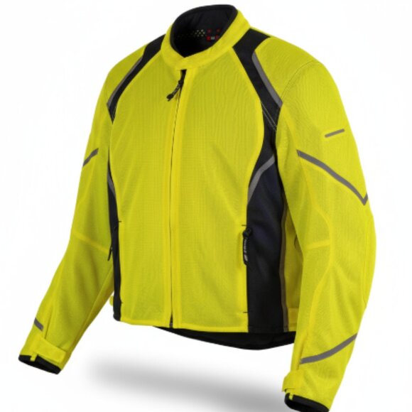 Women’s Hi-Vis Yellow-Black Mesh Motorcycle Jacket 3XL Yellow Black CE Armor EUC - Picture 3 of 16